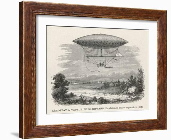 The Steam-Powered Dirigible of Henry Giffard-null-Framed Art Print