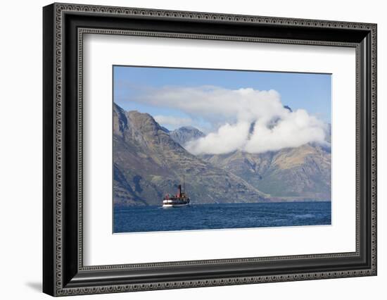 The steamship TSS Earnslaw on Lake Wakatipu, clouds over Walter Peak, Queenstown, Queenstown-Lakes -Ruth Tomlinson-Framed Photographic Print