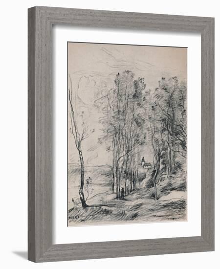 'The Steeple of Saint-Nicolas-Les-Arras', c.1870s, (1946)-Jean-Baptiste-Camille Corot-Framed Giclee Print