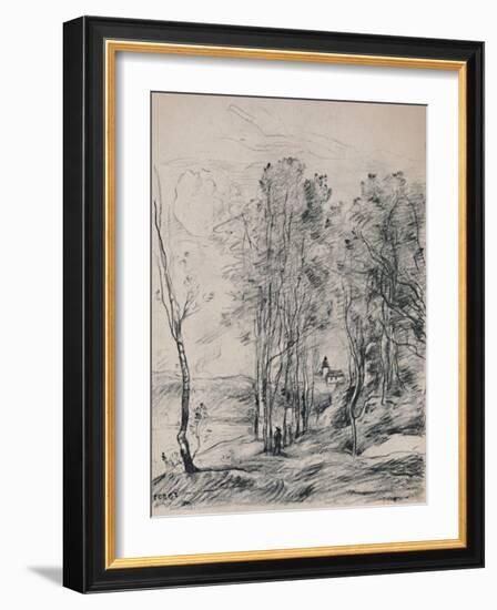 'The Steeple of Saint-Nicolas-Les-Arras', c.1870s, (1946)-Jean-Baptiste-Camille Corot-Framed Giclee Print