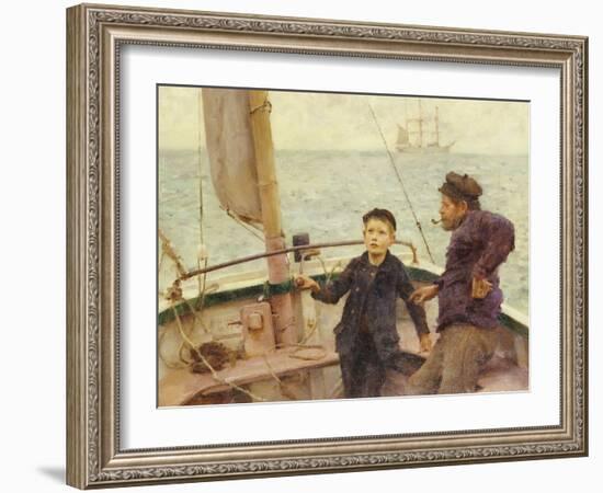 The Steering Lesson-Henry Scott Tuke-Framed Giclee Print