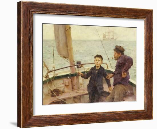 The Steering Lesson-Henry Scott Tuke-Framed Giclee Print