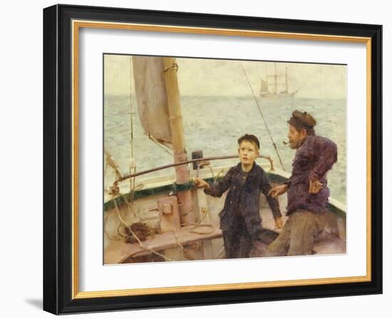 The Steering Lesson-Henry Scott Tuke-Framed Giclee Print