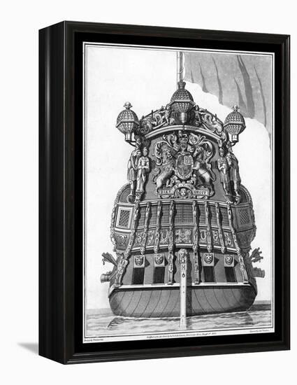 The Stern of a British Warship Showing the British Coat of Arms-Charles Tomkins-Framed Stretched Canvas