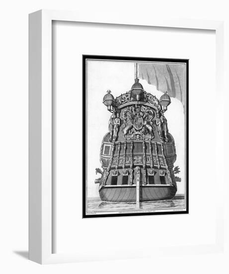 The Stern of a British Warship Showing the British Coat of Arms-Charles Tomkins-Framed Art Print