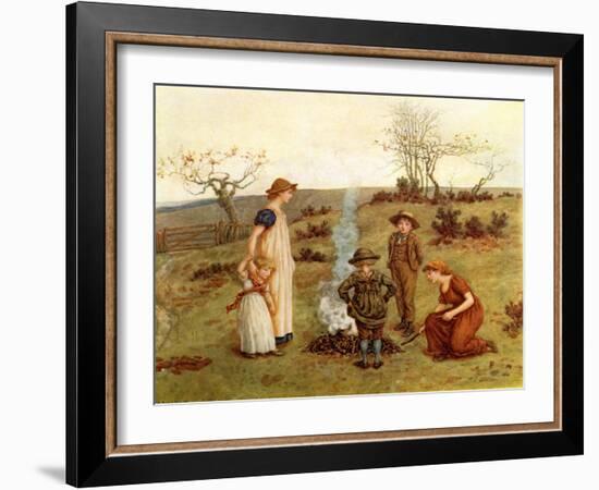 'The stick fire' by Kate Greenaway-Kate Greenaway-Framed Giclee Print