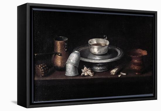 The Still Life Chocolate Breakfast of Chocolate Cup, Cups. Painting by Francisco De Zurbaran (1598--Francisco de Zurbaran-Framed Premier Image Canvas