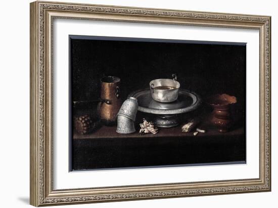 The Still Life Chocolate Breakfast of Chocolate Cup, Cups. Painting by Francisco De Zurbaran (1598--Francisco de Zurbaran-Framed Giclee Print