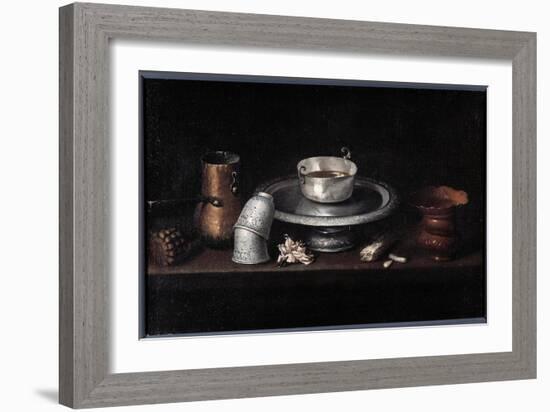 The Still Life Chocolate Breakfast of Chocolate Cup, Cups. Painting by Francisco De Zurbaran (1598--Francisco de Zurbaran-Framed Giclee Print