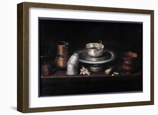 The Still Life Chocolate Breakfast of Chocolate Cup, Cups. Painting by Francisco De Zurbaran (1598--Francisco de Zurbaran-Framed Giclee Print