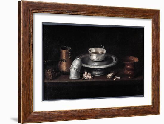 The Still Life Chocolate Breakfast of Chocolate Cup, Cups. Painting by Francisco De Zurbaran (1598--Francisco de Zurbaran-Framed Giclee Print