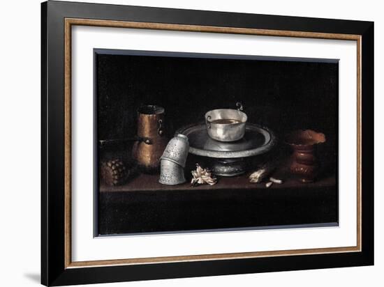 The Still Life Chocolate Breakfast of Chocolate Cup, Cups. Painting by Francisco De Zurbaran (1598--Francisco de Zurbaran-Framed Giclee Print