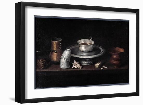 The Still Life Chocolate Breakfast of Chocolate Cup, Cups. Painting by Francisco De Zurbaran (1598--Francisco de Zurbaran-Framed Giclee Print