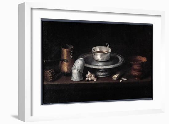 The Still Life Chocolate Breakfast of Chocolate Cup, Cups. Painting by Francisco De Zurbaran (1598--Francisco de Zurbaran-Framed Giclee Print