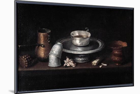 The Still Life Chocolate Breakfast of Chocolate Cup, Cups. Painting by Francisco De Zurbaran (1598--Francisco de Zurbaran-Mounted Giclee Print