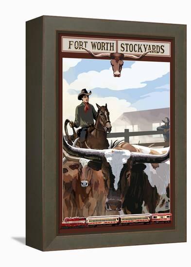 The Stock Yards - Fort Worth, Texas-Lantern Press-Framed Stretched Canvas