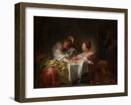 The Stolen Kiss, c.1760-Jean-Honore Fragonard-Framed Giclee Print