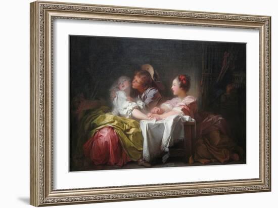 The Stolen Kiss-Jean-Honoré Fragonard-Framed Art Print