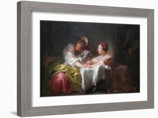 The Stolen Kiss-Jean-Honoré Fragonard-Framed Art Print