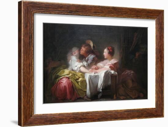 The Stolen Kiss-Jean-Honoré Fragonard-Framed Art Print