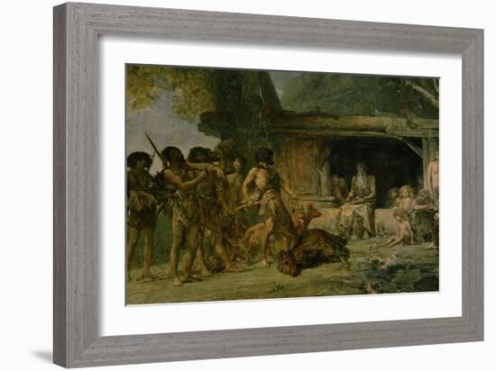 The Stone Age, Returning from a Bear Hunting, 1882-Fernand Cormon-Framed Giclee Print