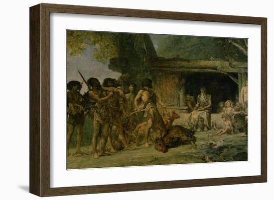 The Stone Age, Returning from a Bear Hunting, 1882-Fernand Cormon-Framed Giclee Print