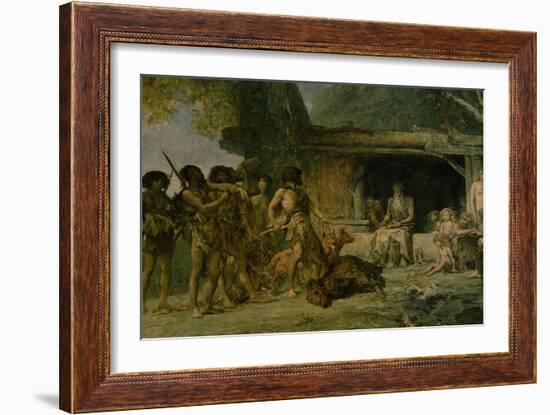 The Stone Age, Returning from a Bear Hunting, 1882-Fernand Cormon-Framed Giclee Print