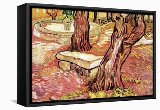 The Stone Bench in the Garden of Saint-Paul Hospital-Vincent van Gogh-Framed Stretched Canvas
