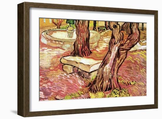 The Stone Bench in the Garden of Saint-Paul Hospital-Vincent van Gogh-Framed Art Print