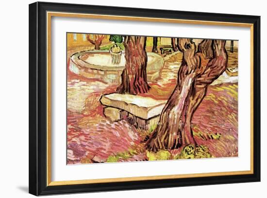 The Stone Bench in the Garden of Saint-Paul Hospital-Vincent van Gogh-Framed Art Print