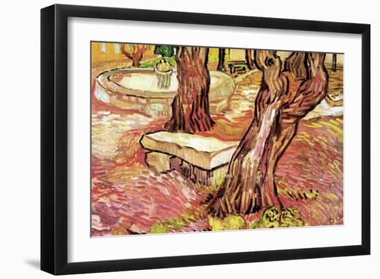 The Stone Bench In The Garden of Saint-Paul Hospital-Vincent van Gogh-Framed Art Print