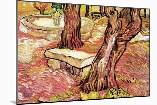 The Stone Bench In The Garden of Saint-Paul Hospital-Vincent van Gogh-Mounted Art Print