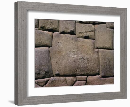 The Stone of Twelve Angles, the Inca Palace of Hatunrumiyoc, Cuzco, Peru-Walter Rawlings-Framed Photographic Print