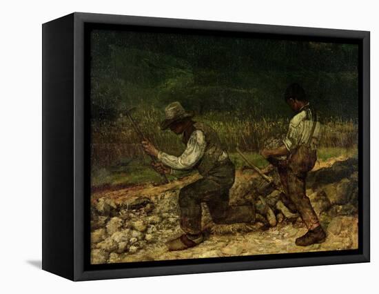 The Stonebreakers (Oil)-Gustave Courbet-Framed Premier Image Canvas