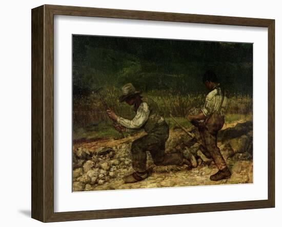 The Stonebreakers (Oil)-Gustave Courbet-Framed Giclee Print