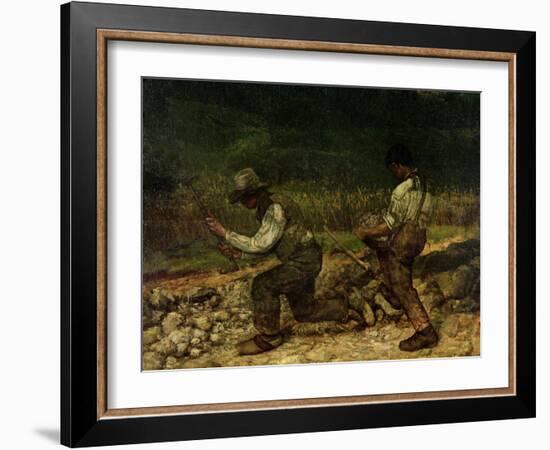 The Stonebreakers (Oil)-Gustave Courbet-Framed Giclee Print