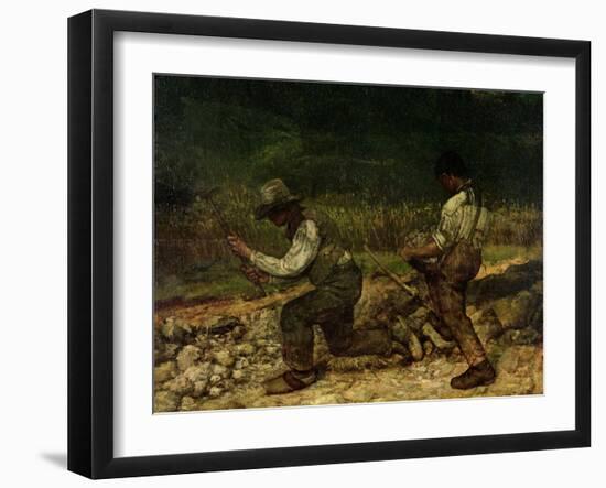 The Stonebreakers (Oil)-Gustave Courbet-Framed Giclee Print