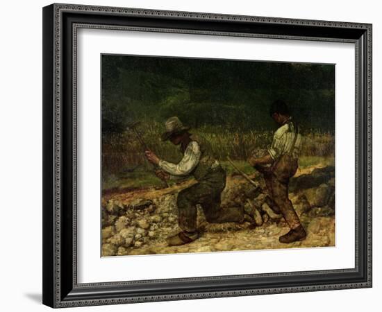 The Stonebreakers (Oil)-Gustave Courbet-Framed Giclee Print