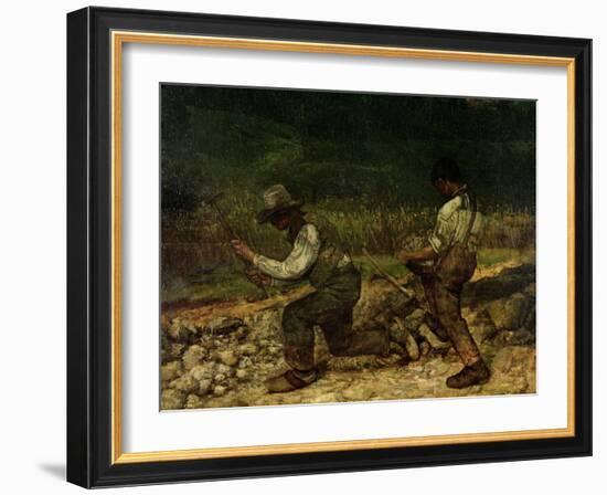 The Stonebreakers (Oil)-Gustave Courbet-Framed Giclee Print