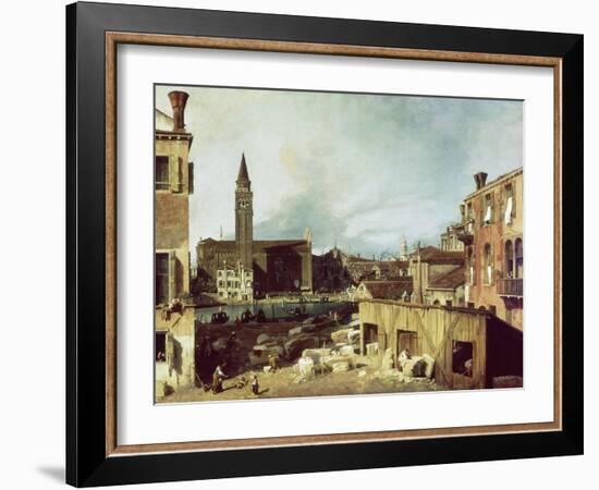 The Stonemason's Yard, C. 1726-30-Canaletto-Framed Giclee Print