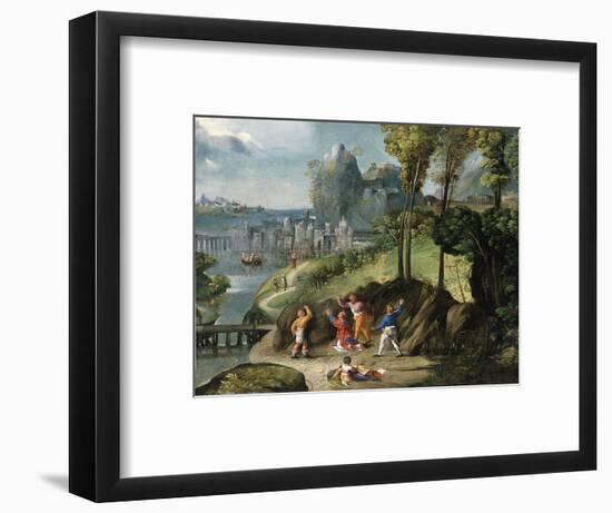 The Stoning of Saint Stephen-Battista Dossi-Framed Giclee Print