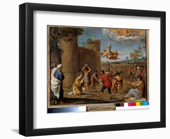 The Stoning of St, 16Th Century (Oil on Canvas)-Annibale Carracci-Framed Giclee Print