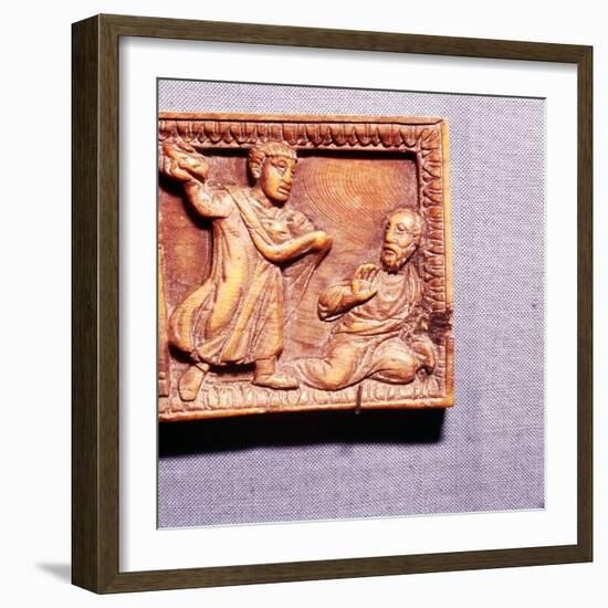 The Stoning of St Paul, Ivory Panel from Casket, Rome, late 4th century-Unknown-Framed Giclee Print