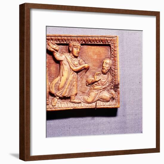The Stoning of St Paul, Ivory Panel from Casket, Rome, late 4th century-Unknown-Framed Giclee Print