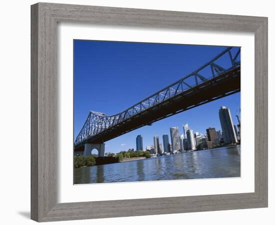 The Storey Bridge and City Skyline Across the Brisbane River, Brisbane, Queensland, Australia-Mark Mawson-Framed Photographic Print