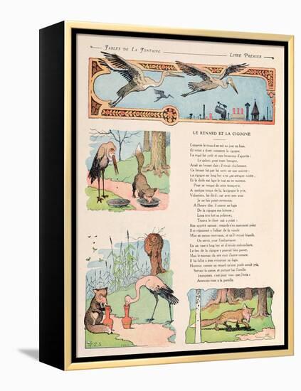 The Stork and the Fox, from the 'Fables' by Jean de la Fontaine-Benjamin Rabier-Framed Premier Image Canvas