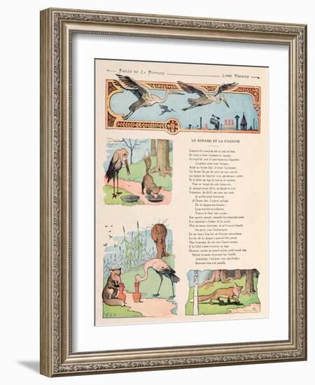 The Stork and the Fox, from the 'Fables' by Jean de la Fontaine-Benjamin Rabier-Framed Giclee Print