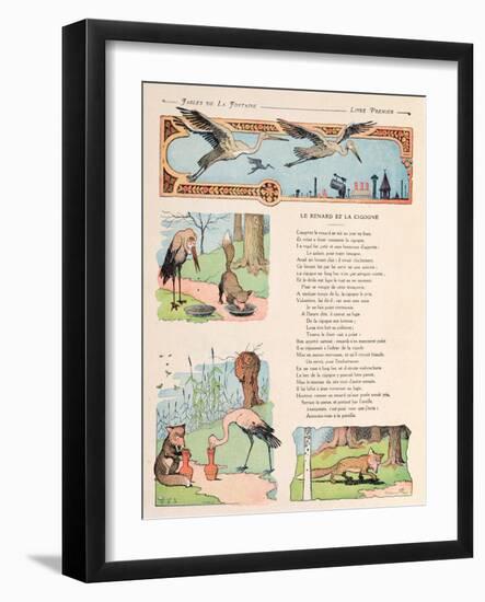 The Stork and the Fox, from the 'Fables' by Jean de la Fontaine-Benjamin Rabier-Framed Giclee Print