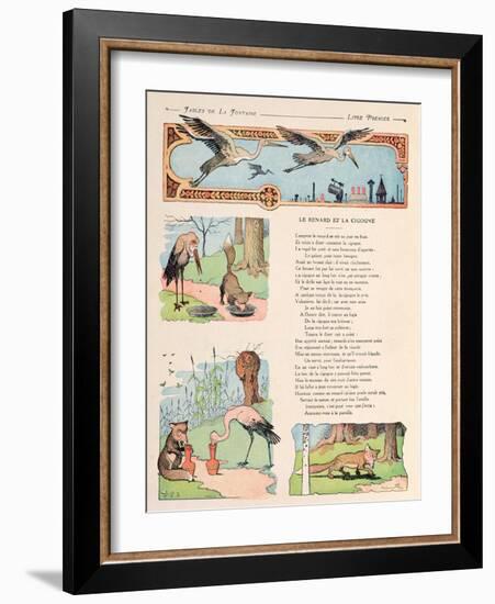 The Stork and the Fox, from the 'Fables' by Jean de la Fontaine-Benjamin Rabier-Framed Giclee Print