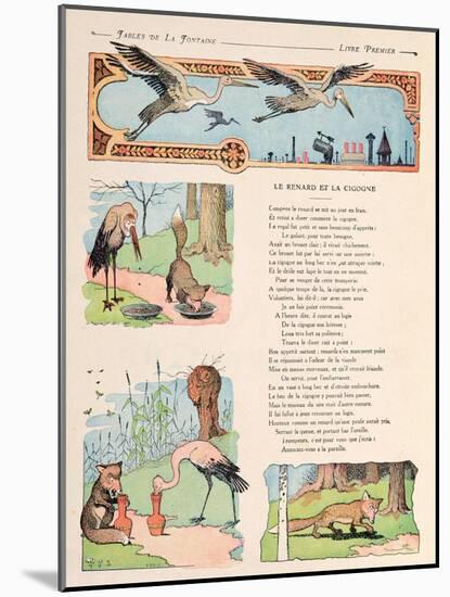 The Stork and the Fox, from the 'Fables' by Jean de la Fontaine-Benjamin Rabier-Mounted Giclee Print